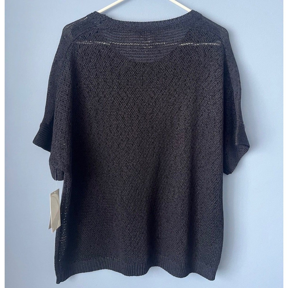 Chicos Lux Mesh Knit Sweater Tee Pullover XL in Classic Navy Blue - Picture 2 of 6